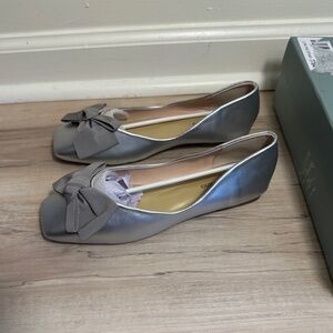 C.Paravano Silver Bow Ballet Flat
